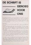 DE SCHRIFT IS GENOEG VOOR ONS