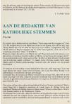 AAN DE REDAKTIE VAN KATHOLIEKE STEMMEN